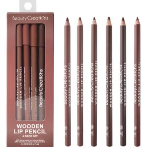 Beauty Creations - Set de 6 Delineadores para Labios Nudes Wooden Lip Pencil
